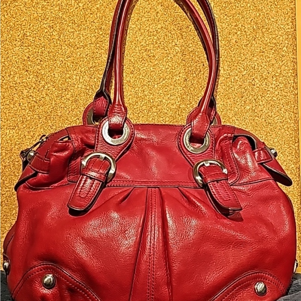 B. Makowsky  Red Leather Shoulder Bag